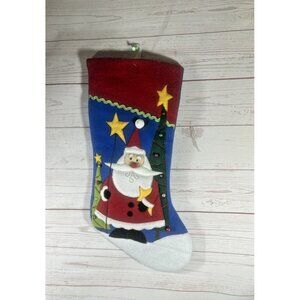 Vintage 2006 Prime Creation Christmas Holiday Stocking Santa Claus & Tree 19”